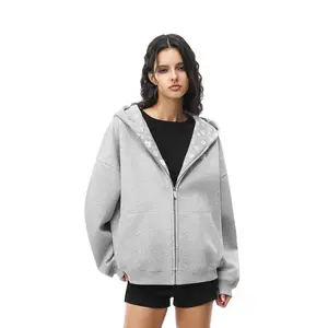 FDR Fall Fashion Lucky Clover Print Oversized Hoodie Unisex Zip Up Long Sleeve Pullover Basic Minimalist Womenswear Menswear Zipper Hoodie Top #fallfreshness