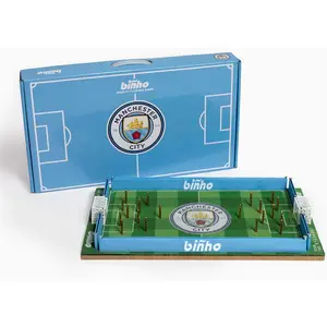 Binho Board Classic Board Game Manchester City - 2-Player Fast-Paced Finger Flicker Pinball Family Board Games - Portable Tabletop Sports Game Set for Any Occasion