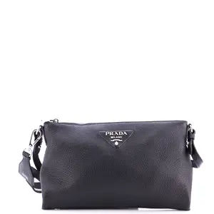 Pre-owned PRADA material Messenger Bags Dual Strap Flat Crossbody Bag Vitello Daino Medium by Rebag