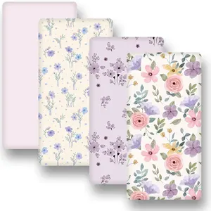 4-Piece Baby Set, Soft Skin-Friendly Fabric, Non-Irritating, Suitable for All Seasons, Fits Various Mattress Shapes, Fitted Crib Sheets