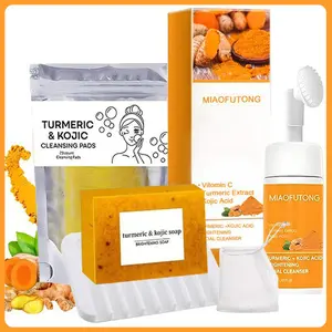 Turmeric Cleansing Wash 3-Piece Set: Turmeric Tablet, Cleansing Mousse & Soap | 3-in-1 Facial Skincare turmeric soap bar key to glowing skin fall