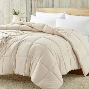Homelike Moment Comforter King Size - Beige Duvet Insert down Alternative Bed King Comforter, Lightweight Bedding Comforters Quilted Soft All Season Beige