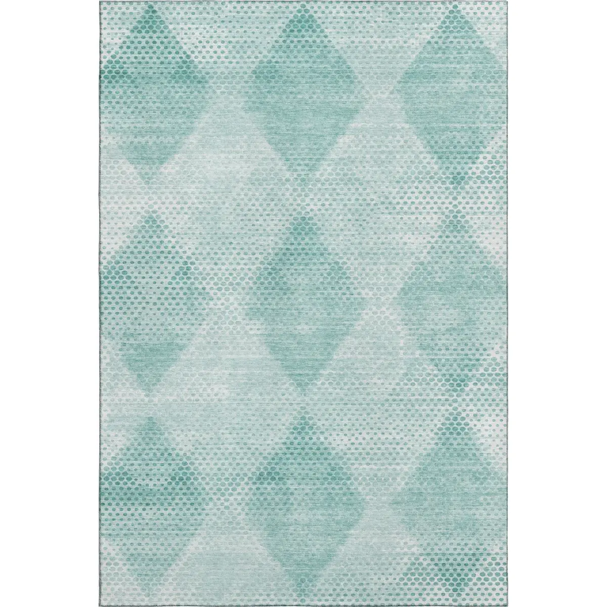HomeRoots 648215 3x5 ft. Teal & Ivory Geometric Transitional Dual-Color Rectangular Area Rug, Machine-Washable, No-Slip Stayput, with UV Protection, Dual-Color Area Rugs, Machine-Washable Area Rugs