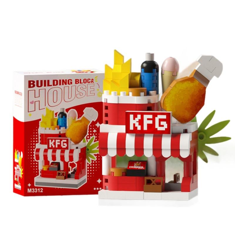 Compatible with Lego, Internet Celebrity Street Scene Commercial Street Building Blocks, Children's Assembly Toys, Micro Particles, School Gifts