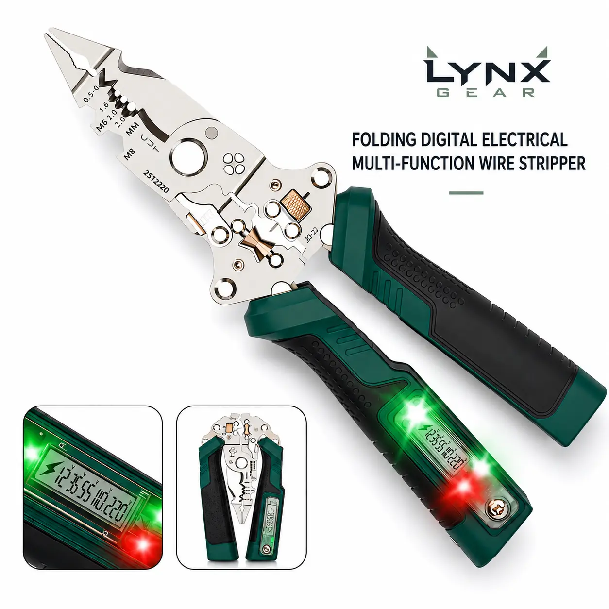 Digital Wire Stripper with Voltage Tester, 12-in-1 Electrical Multi Tool Pliers, Wire Cutter, Crimper & Cable Twister for Electricians