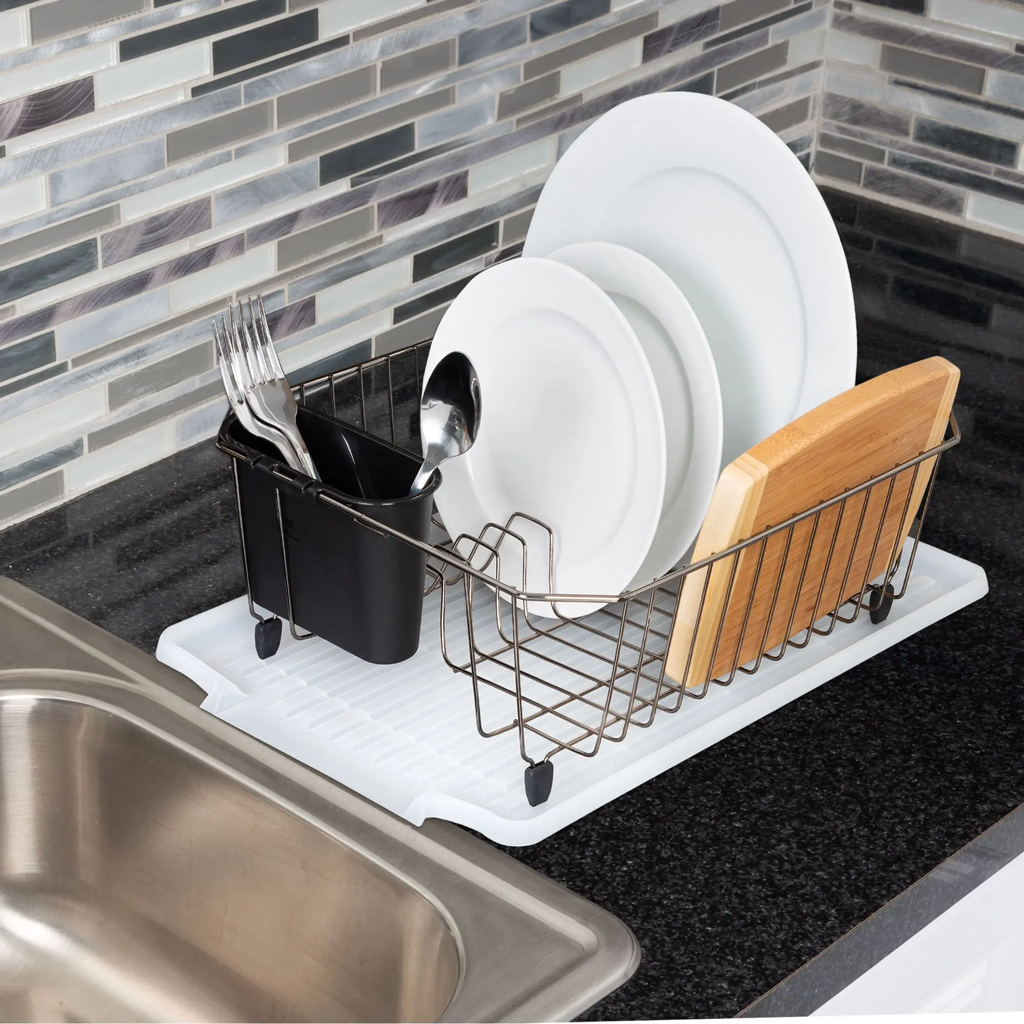 Dish Drying Drain Board, Large Clear Plastic Drainboard Tray for Kitchen Sink, Keeps Counters Dry