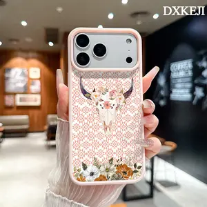 Western Aztec Bull Head Floral Pattern Magnetic MagSafe Phone Case for iPhone 17 Air/16 Pro Max 15 Pro 14 13 12 11 Plus Shockproof Slim Protective Cover Casing