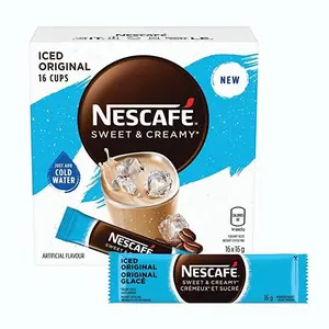 FRENCH VANILLA Sweet & Creamy Iced Coffee, Instant Coffee Sachets, 16x16g Beverage Mocha Caramel