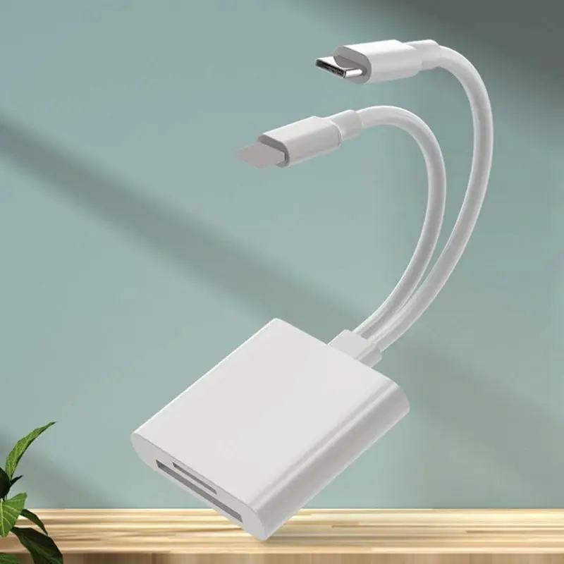 2 In 1 SD/TF Card Reader, Multifunctional Card Reader with Built-in Type C Cable, USB Hub & Card Reader for Phone Tablet Laptop