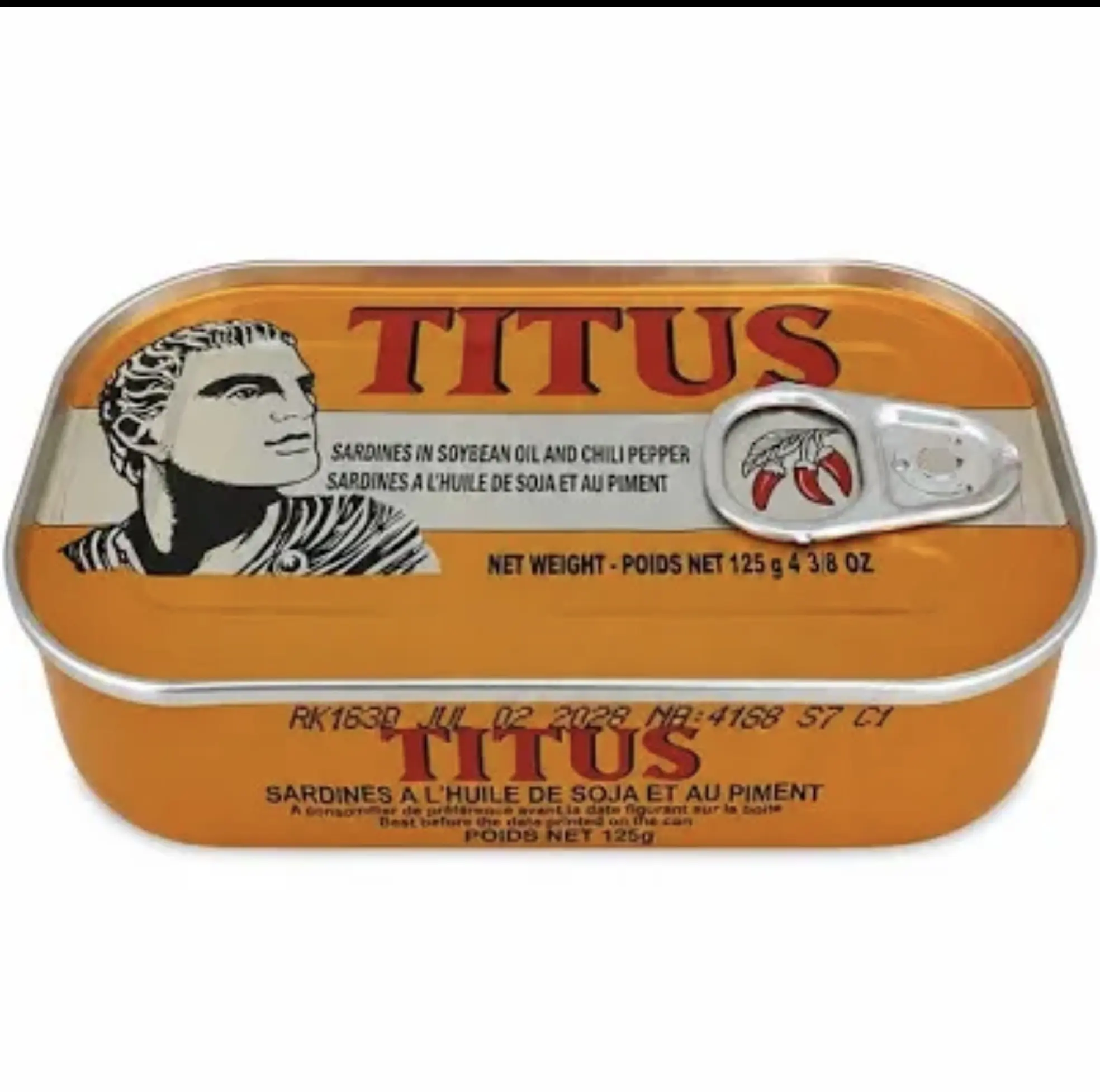 Titus Sardines in Soybean Oil & Chili Pepper, 4.38 oz (125 g)