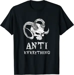 Anti Everything Skull Demon Pessimism Skeptic Cynic T-Shirt - Jessicajon Shop 49B09CW36CDD