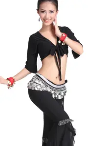 Belly Dancing Hip Scarf With Silver Wave Coins Scarf Wrap Skirt  Rave Outfit and Carnival Costume for Women & Girls Gifts On Halloween Party Birthday Renaissance Mini skirt Pirate head scarf Accessories