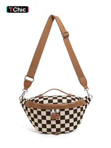 Checkered Plaid Crossbody Bags for Women - Fashion Sling Purse Shoulder Bag Fanny Pack Waist Bag with Shoulder Strap Causal Chest Bum Bag Cross Body Purse for Travel & Leisure Anti-Theft Wallet Casual Crossbody Bag