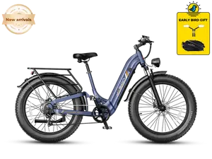 Jasion Thunder Pro ST Step-Through Electric Bike for Adults | 26” Fat Tire All-Terrain eBike, Long Range Battery, Full Suspension, UL2849 Certified