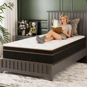 Karlhome 10/12Inch Mattress for College Students/Young Adults Hybrid Memory Foam in a Box, Individually Wrapped Coils for Motion Isolation/Pressure Relief, Medium Firm,Fiberglass-Free,CertiPUR-US