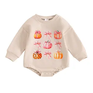 Newborn Baby Boy Girl Fall Winter Clothes Long Sleeve Bubble Sweatshirt Romper Cute Infant  Outfit