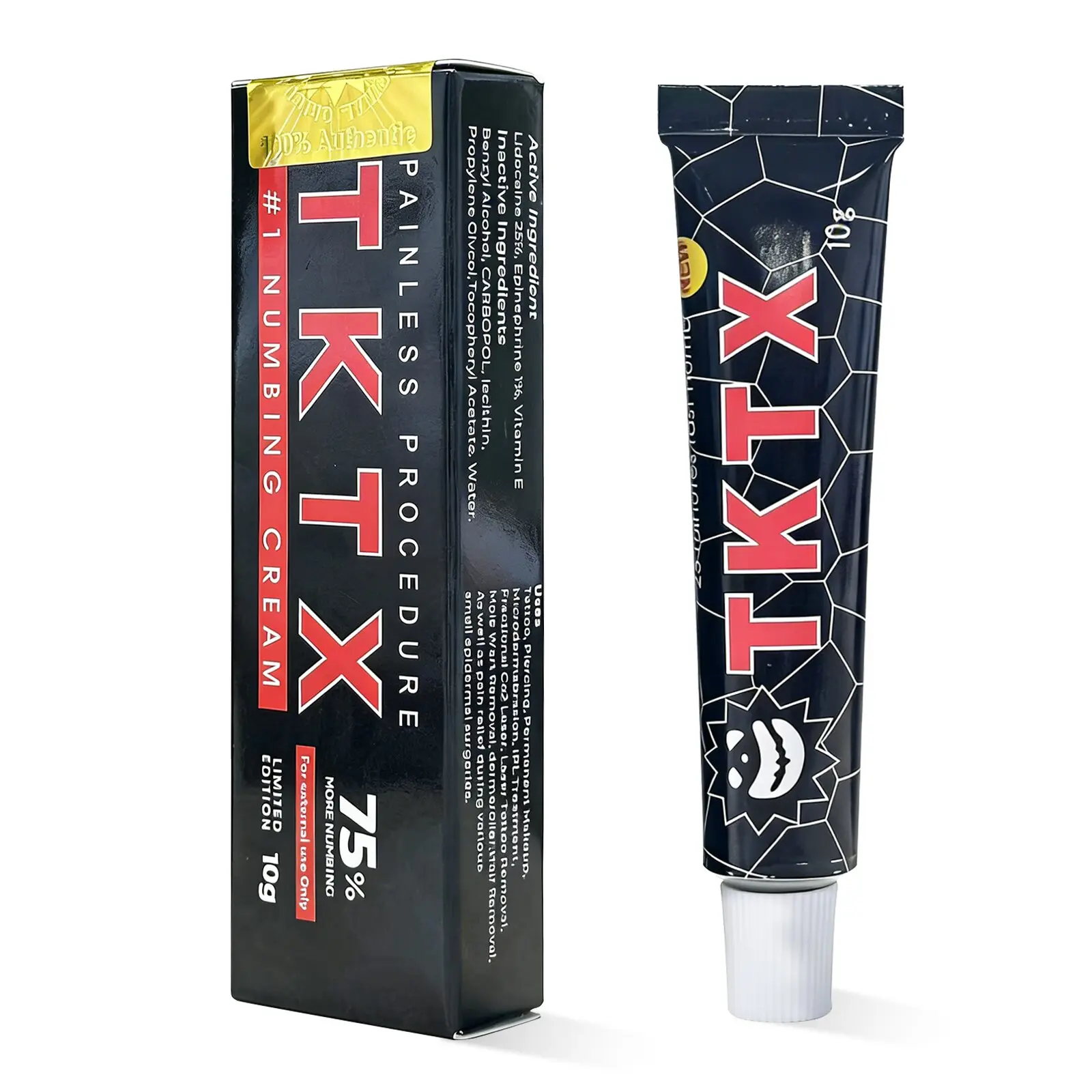 TKTK 75% Numbness creamPainless Tattoo Cream10g, Highest Rated Cream On The Market - Maximum Strength Relieve for 6-8 hours. (1Tubes)