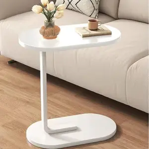 C-Shaped Side Table, Small Side Table End Table, Wood TV Tray Table for Eating Couch Tables for Small Space, for Sofa and Bed, 18”L X 12”W Tabletop