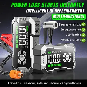 12V 3000A Car Battery Jump Starter with Air Compressor, Portable Booster Pack with LED Light