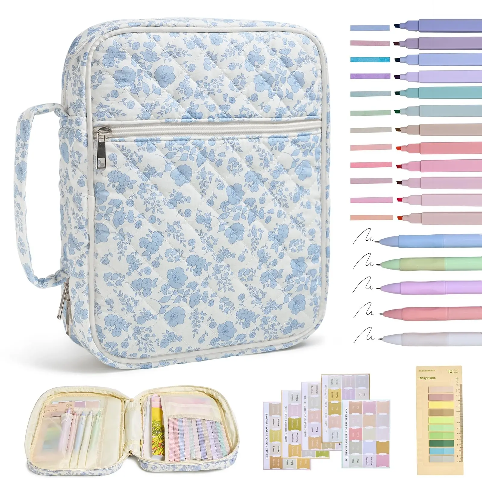 Books Storage Bag Quilted Cotton Large Capacity Handbag, Portable Dust-Proof Book Cover, Prayer Books Organizer, Easy to Carry