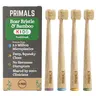 PRIMALS Kids Boar Bristle & Bamboo Toothbrush (4-Pack) - 100% Real Boar Bristles - Plastic & Nylon Free - Easy Dry Design - Protects from Microplastics - Plastic-Free Oral Care - Approved by 500+ Clinicians