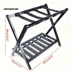 New store discount New store discount Folding Luggage Rack with Shelf Travel Bamboo Suitcase Shoe Storage Holder Stand