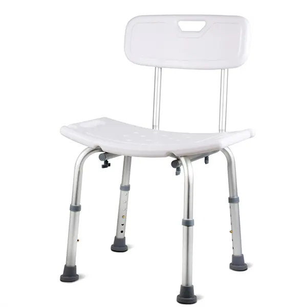 400 lbs Heavy-Duty Aluminum Bath Chair - Adjustable Height Shower Bench with Built-In Armrests, Ergonomic Curved Backrest, Drainage Holes, Non-Slip Surface for Tub Use, Sturdy Gray Seat for Seniors/Disabled, Additional Stability