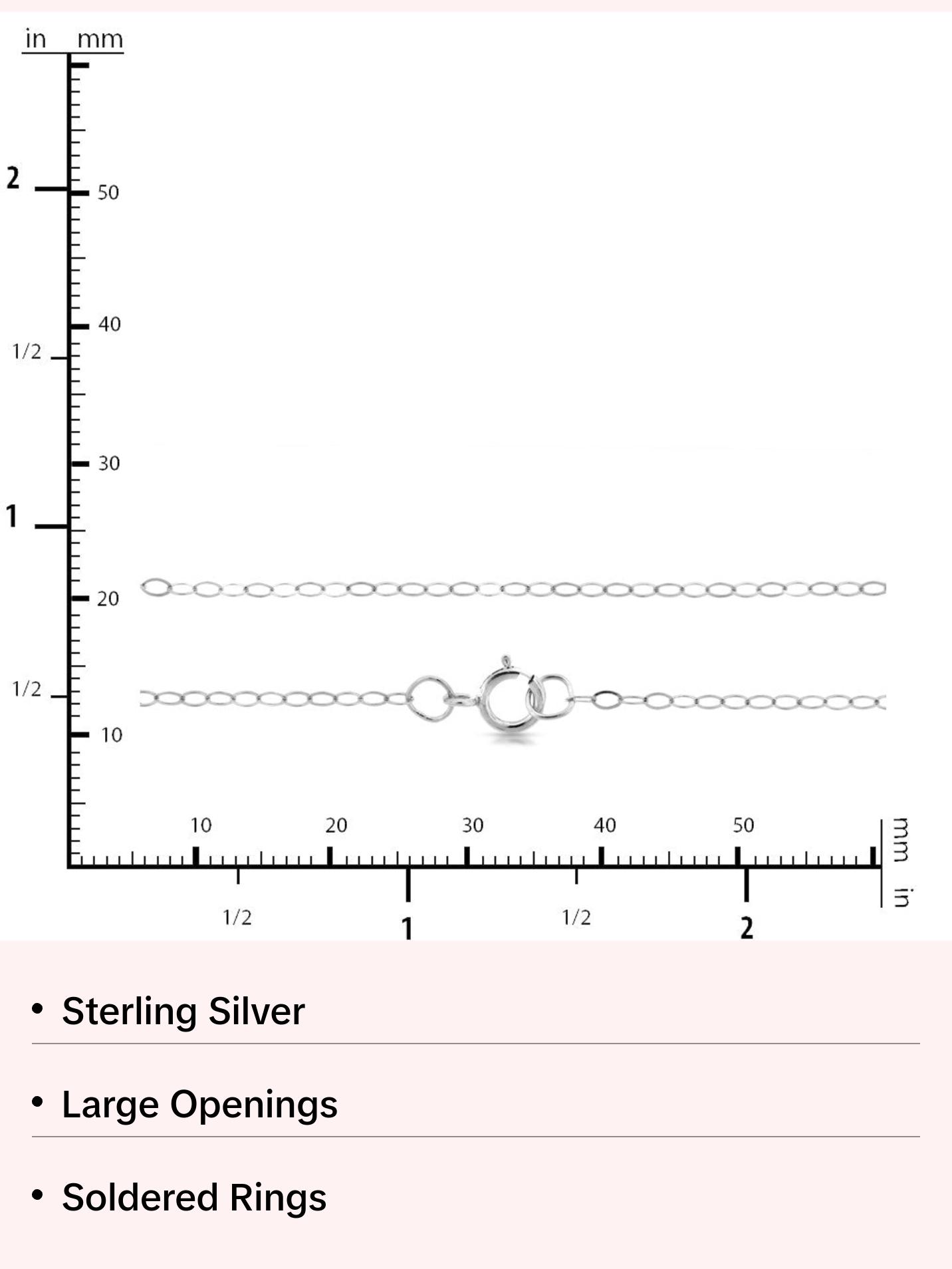 Sterling Silver 2.2x1.7mm 18" Flat Cable Chain with Spring Ring Clasp - 1pc