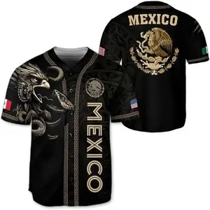 Mexican Flag Baseball Jersey, Green White Red Button Up Shirt, Vintage Mexican Style Jersey, Summer Sportswear, Gift for Men