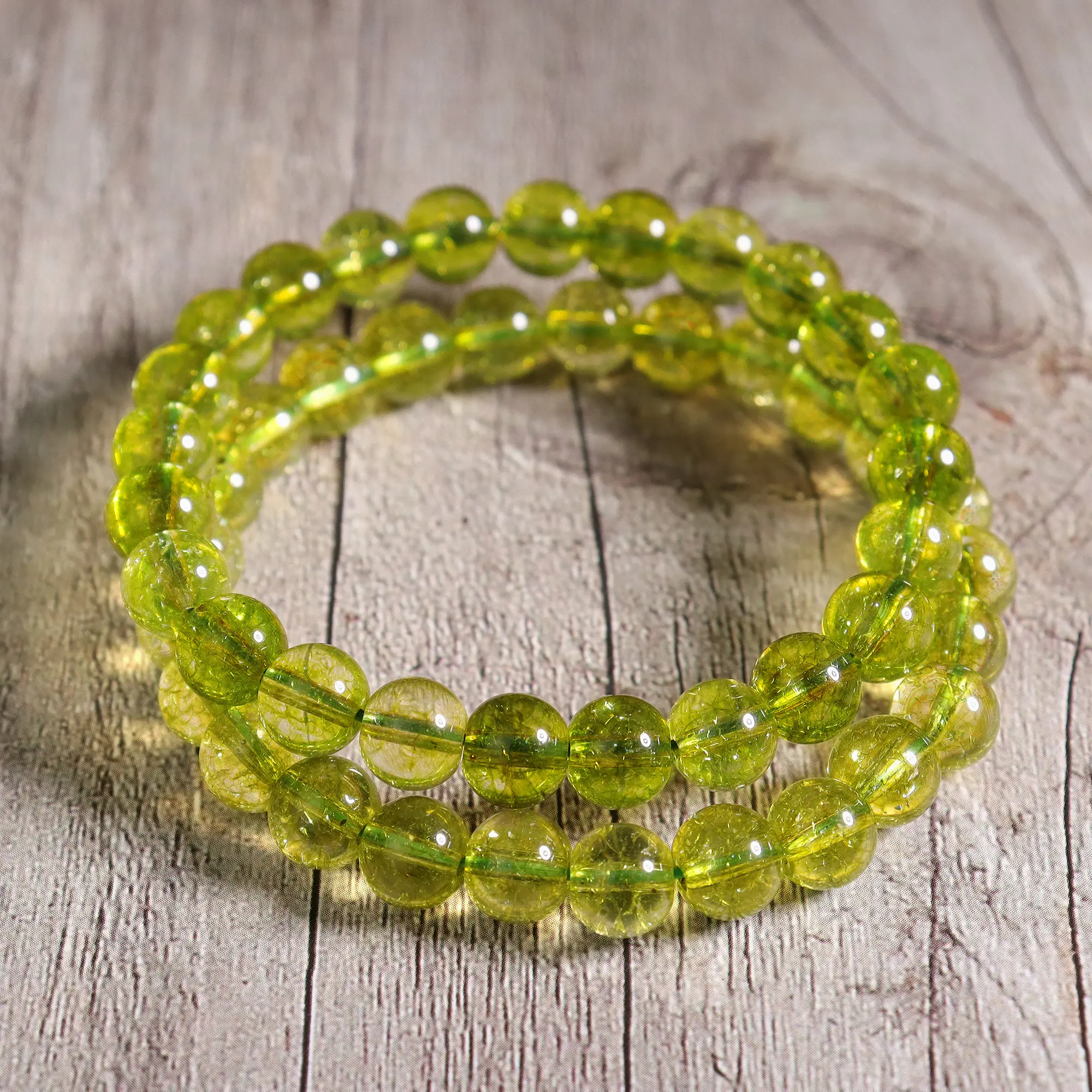 Natural Peridot Green Crystal Gemstone 8mm Beads Healing Stretch Women Bracelet