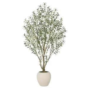 Nafresh 5ft/6ft/7ft/8ft Super Full Artificial Olive Tree Indoor,Large Faux Olive Tree with Decorative Planter, Lifelike Leaves,Vibrant Fruits for Living Room Bedroom Patio Balcony Corner Decor