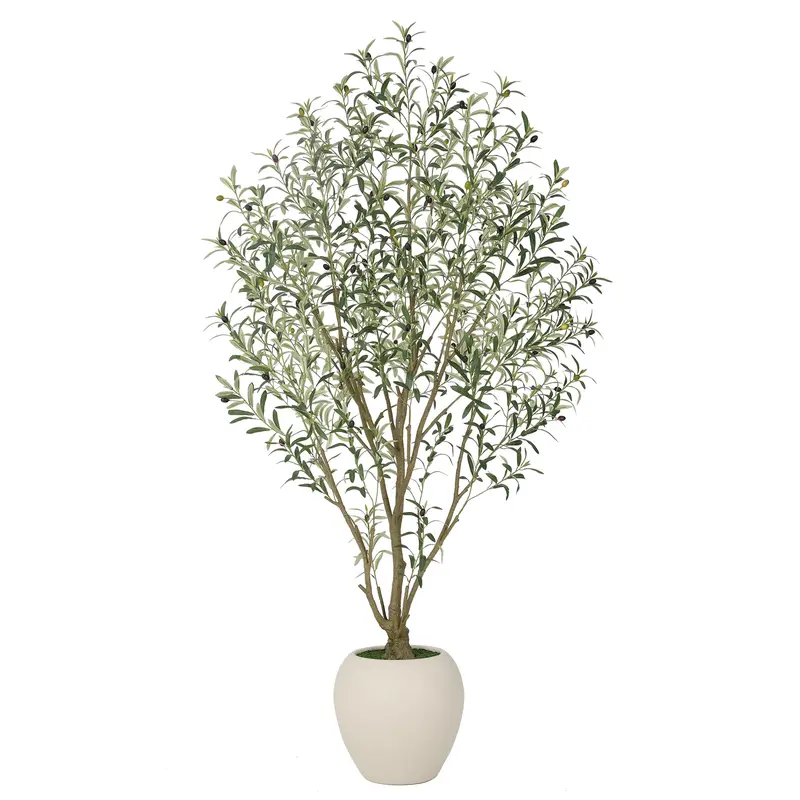 Nafresh 5ft/6ft/7ft/8ft Super Full Artificial Olive Tree Indoor,Large Faux Olive Tree with Decorative Planter, Lifelike Leaves,Vibrant Fruits for Living Room Bedroom Patio Balcony Corner Decor