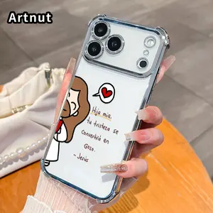 Jesus' Loving Promise Pattern Phone Case Suitable for iPhone 17 Pro Max 16 15 Plus Air 14 13 12 11 E Four Corner Air Cushion Anti Drop Transparent Full Coverage Cover