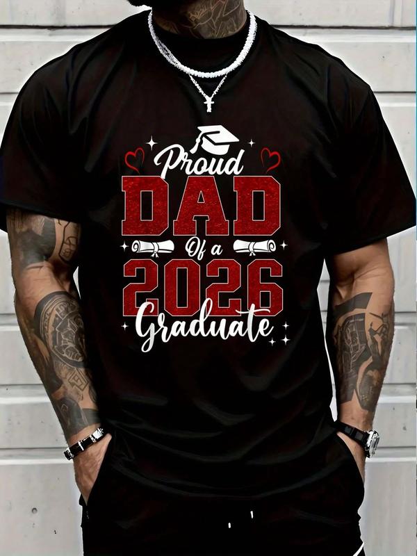 100% Cotton Senior Dad 2026 Graduation Proud Dad Of A 2026 Graduate T-Shirt Women's Men's Graphic Tee Crew Neck summer vacation Tops
