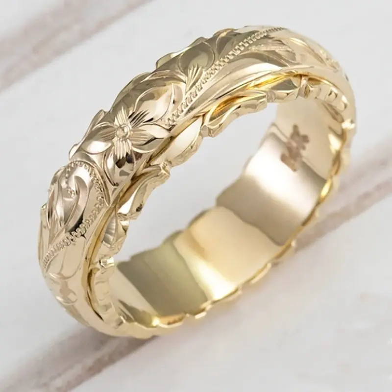 Women Floral Ring Jewelry Viral TikTok Wedding Anniversary Band Hand Carved 3D Rose Sculpted European American Ladies Ring Elegant Romantic Detailed Carving Wedding Birthday Dating Gift