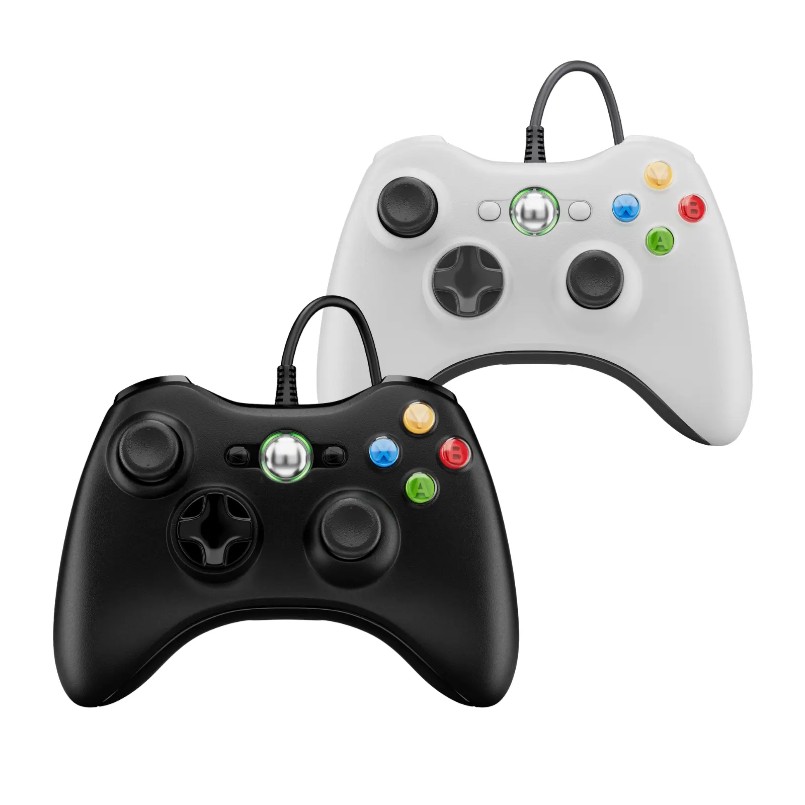 2 Pack Wired Game Controllers for Xbox 360, Windows PC - 360°Joysticks, Enhanced Chip, Ergonomic Design, Sensitive Buttons, Wired Plug and Play