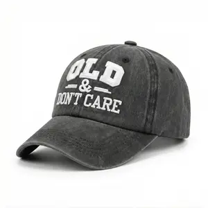 Men's & Women's "Old & Don't Care" Baseball Cap – Washed Cotton Dad Hat with White Embroidery, Vintage Style Adjustable Hat for Casual Wear