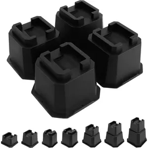 Bed Risers 4 inch, Heavy Duty Furniture Risers Elevation, Bed Lift Risers for Caster Wheels or Posts of Bed Table Couch, Support up to 6000 lbs, 4 Pack Black