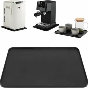 Mini Fridge Silicone Mat 13” x 9”, Drip Tray Under Refrigerator, Leak Resistant Floor Protector for Mini Fridge, Washing Machine & AC Unit, Black