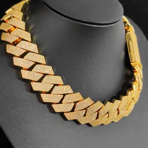 Thick Heavy 25mm Six Rows Prong Setting Cuban Link Chain Iced Out Hip Hop Necklace Jewelry Women Men Gifts