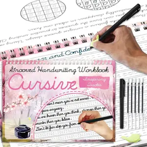 Grooved Cursive Handwriting Workbook with Disappearing Ink Pens Magic  Grooved Cursive Writing Practice for Beginners  Kickoff Workbook Homeschooling Supplies (Inspiring Quotes)