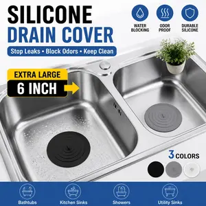 Large Silicone Sink Plug, Drain Cover for Bathtub, Anti-Odor Suction Cup, Kitchen Bathroom Leak Prevention, Home Hand Basin Blocker