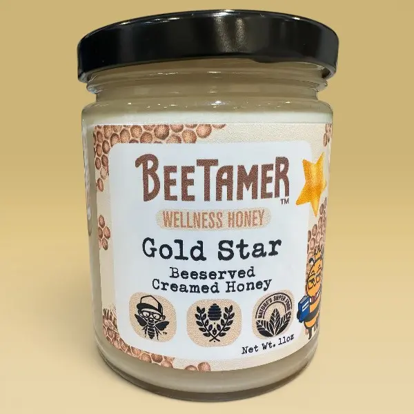 BeeTamer's Beeserved – Raw Creamed Honey (Unflavored) 11oz, 100% Raw Honey
