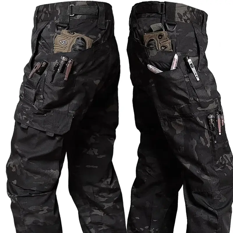 Tactical Work Pants Men Outdoor Cargo Trousers Multi-Pocket Waterproof