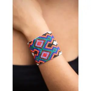 Far Out - Native Beaded Bracelet with Geometric Design - Handmade by Mexican Artisans - Mother Sierra