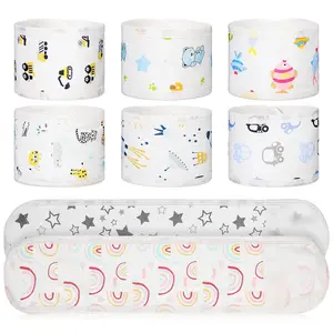 8 Pcs Cartoon Cotton Baby Infant Umbilical Cord Belly Bands Soft Newborn Navel Belt for 0-12 Months Babies Adjustable & Breathable Fabric muslin bibs