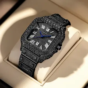 Trendy Moissanite Full Diamond Quartz Watch – Luxury Waterproof Timepiece for Men & Women, Business Casual & Street Style