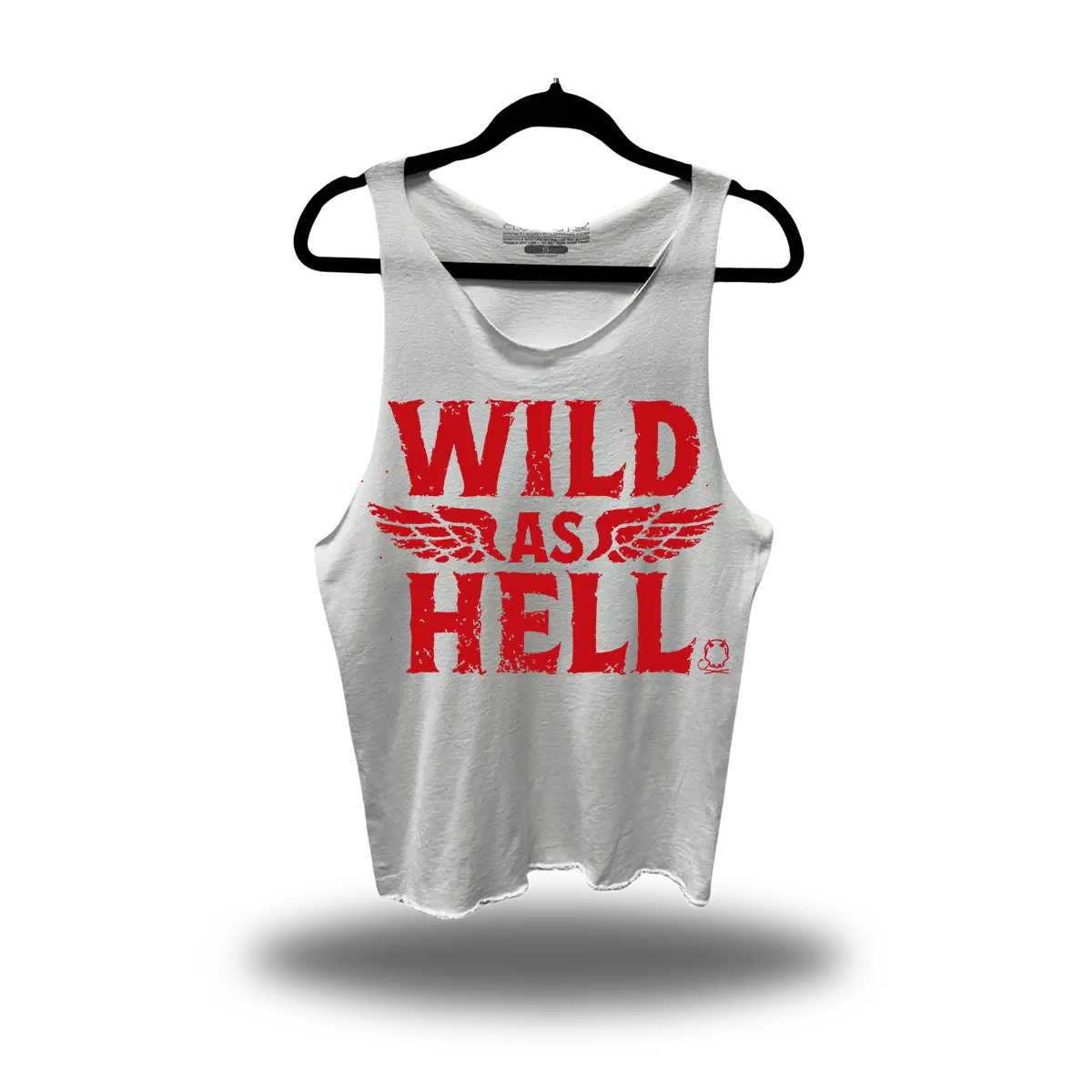 WILD AS HELL WHITE SCOOP NECK STRINGER