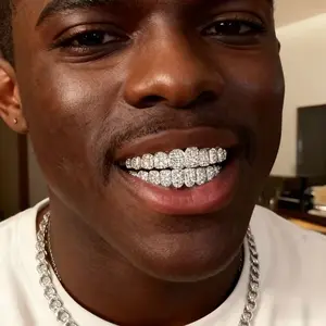 Best-selling hip-hop braces, real gold electroplated 18k dental jewelry for rap parties, 10-tooth copper inlaid with zirconia braces Surgical Steel Stud Earrings Set Round Fashion Stainless Cubic Gift Diamond Flower Floral Tassel Long Threader tungsten