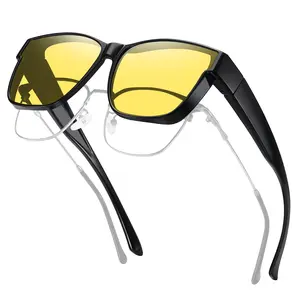 HAOLOTA Night Vision Glasses Polarized Anti-Glare Yellow Lens Fit Over Prescription for Men Women Reduce Eye Fatigue HD Night Clarity